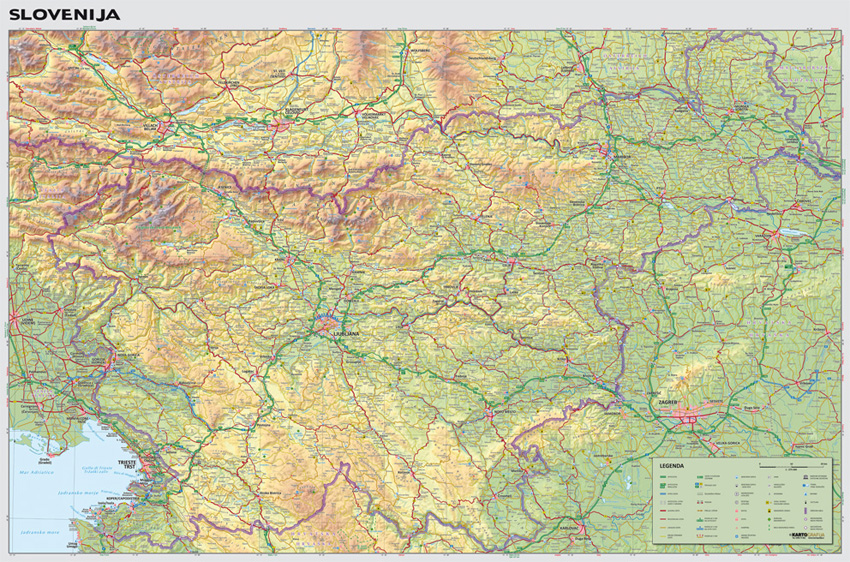 slovenija karta Stenska karta Slovenija   Kartografija d.o.o. slovenija karta