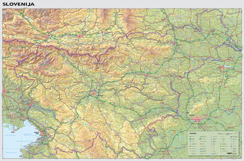 slovenija karta geografska Stenska karta Slovenija   Kartografija d.o.o. slovenija karta geografska